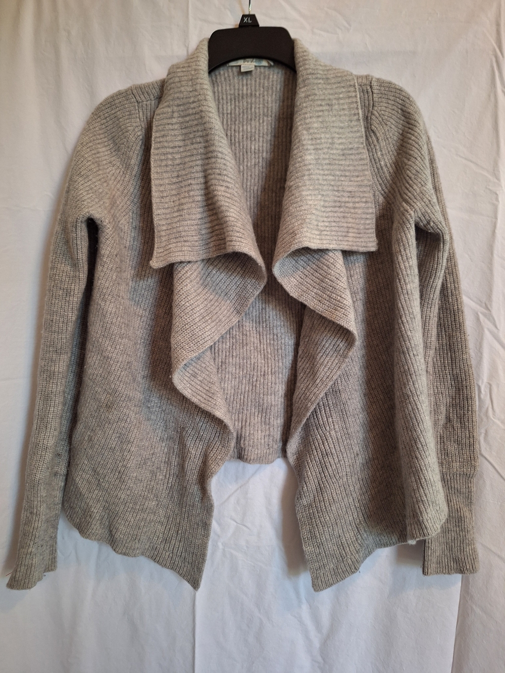 Boden Womens 100% Wool Waterfall Cardigan Sweater Open Front Gray Short Sz M